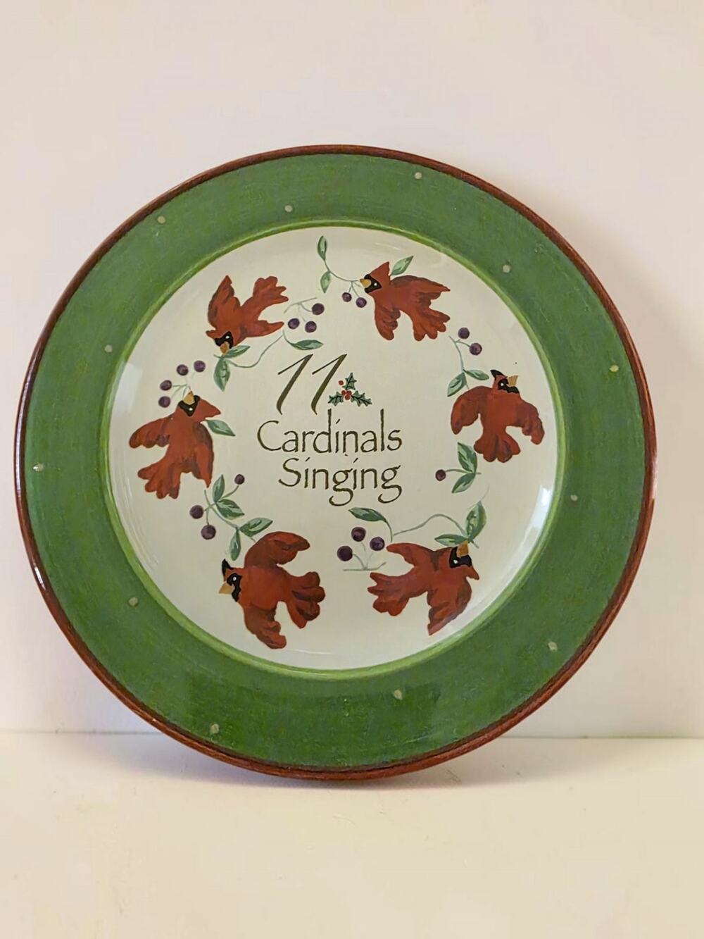 Gibson Everyday 11 Cardinals Singing Christmas Plate Julie Ingleman Holiday